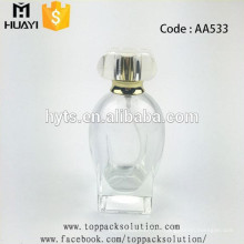 Bouteille de parfum de luxe en verre 100ml avec bouchon carré